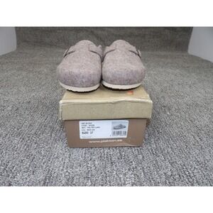 PLAKTON Women's Beige Felt Wool Comfort Clogs Size 6 EU 37